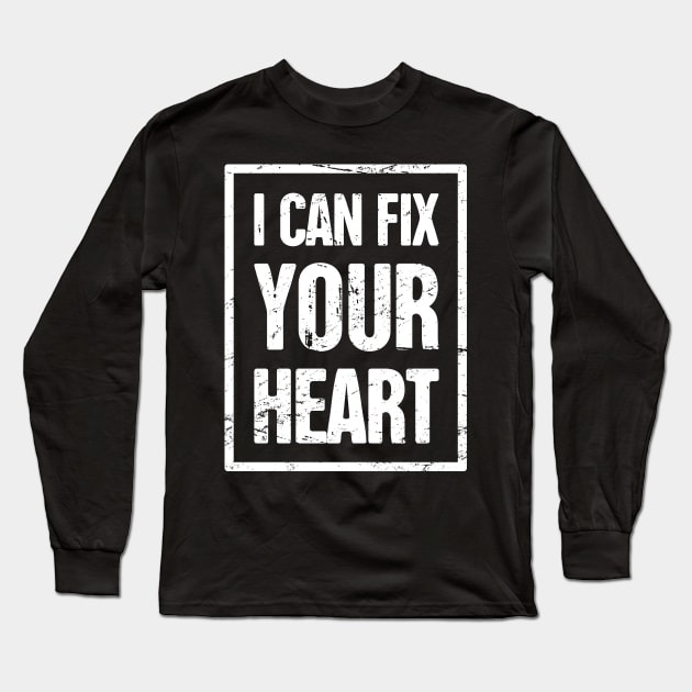 Distressed Funny Heart Doctor Cardiologist Long Sleeve T-Shirt by MeatMan